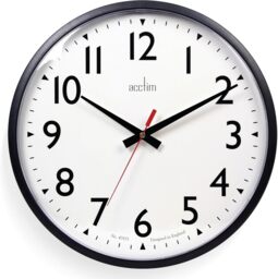 Acctim Commander Wall Clock Quartz Shatterproof Lens Easy Read Numbers Black 35cm