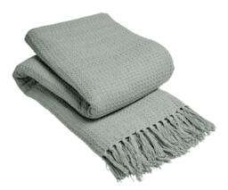 Lisbon Pure Cotton Honeycomb Throw in Silver, 178 x 254cm