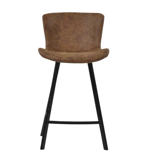 Lakeland Furniture Caribe Aged Brown Faux Leather Black Fixed Leg Base 1 Bar Stool
