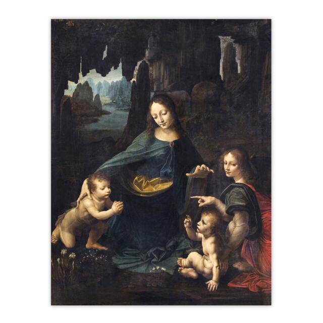 "The Virgin of the Rocks da Vinci Vintage Wall Art Poster Print 12X16"""