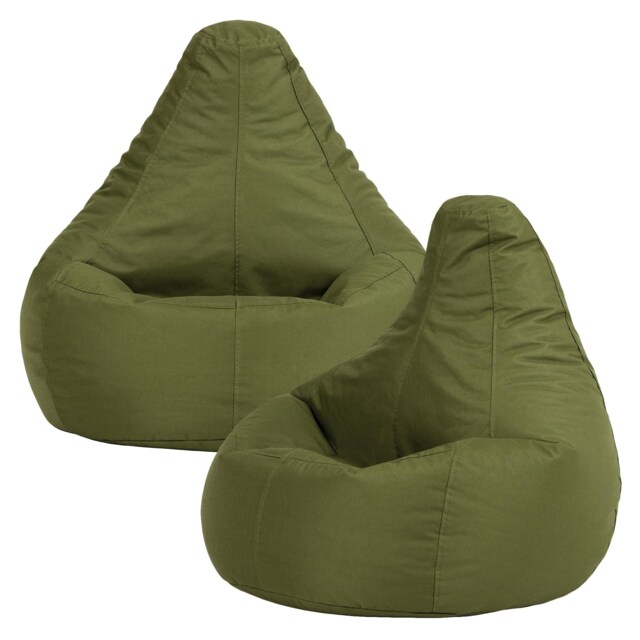 Kids Recliner Beanbag Indoor and Outdoor Khaki Set of 2