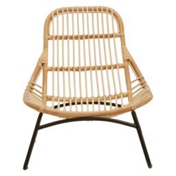 Interiors by Premier Wide Brown Natural Rattan Chair, Rattan Dining Chair for Outdoor, Rattan Patio Chair, Wood Reclined Chair Brown Brown