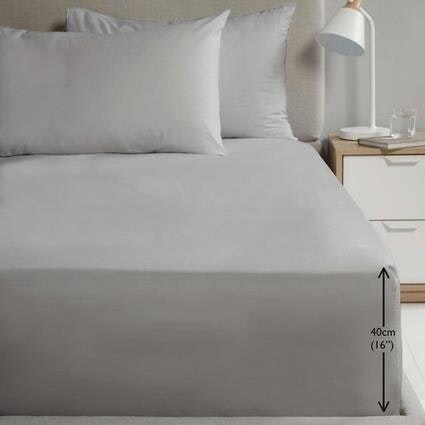 Percale 180TC Flat Sheet - Grey - Super King