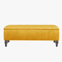 Lisbon Plain 120cm Ottoman Storage Bench - Plush Velvet Shoe Bench - Mustard Gold Upholstery Footstool with Storage