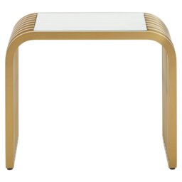 Interiors by Premier Matte Gold Slatted End Table, Stylish End Table, Glass Top and Steel Construction Corner Table for Home Gold