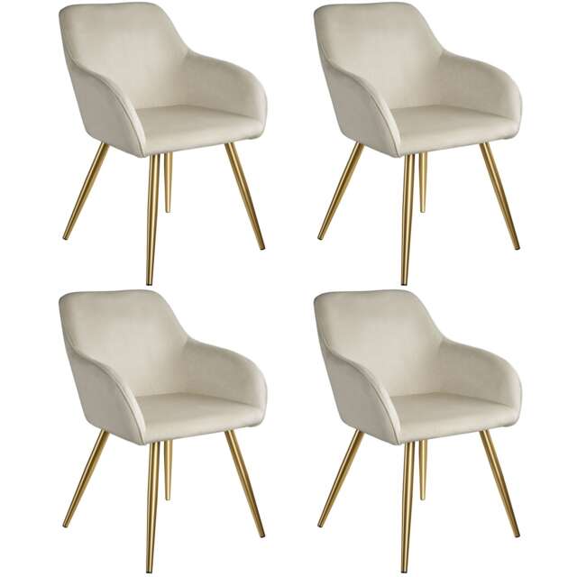 Chair Marilyn with Velvet Cover, Gold Steel Legs and Plush Padding Cream cream/gold One Size 4