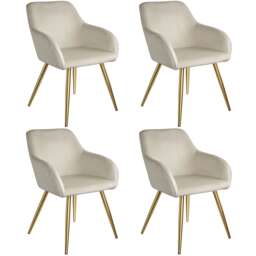 Chair Marilyn with Velvet Cover, Gold Steel Legs and Plush Padding Cream cream/gold One Size 4