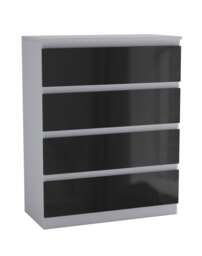 Gloss 4 Drawer Chest No Handle Storage Cabinet Grey Gloss Black Drawer One Size 1