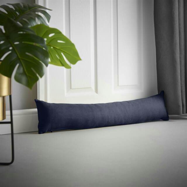 Velvet Chenille Draught Excluder - 90cm x 15cm x 15cm - Navy