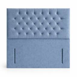 Floorstanding Headboard Sky Blue Plush Chesterfield 4FT Small Double 54inch High