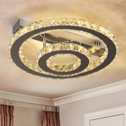 Crystal LED Silver Ceiling Light Chandelier Dimmable with Remote Control 40cm