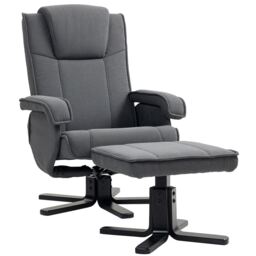 HOMCOM Swivel Recliner Chair with Footstool, Velvet Fabric Recliner Armchair with Ottoman, Wood Base, Upholstered Reclining Chair for Living Room, Bedroom, Office, Charcoal Grey