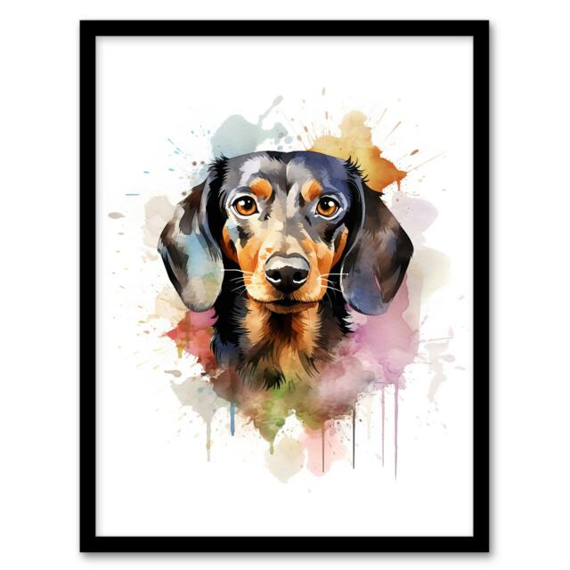 Short Haired Dachshund Dog Lovers Gift Home Decor Black Framed Wall Art Print A4