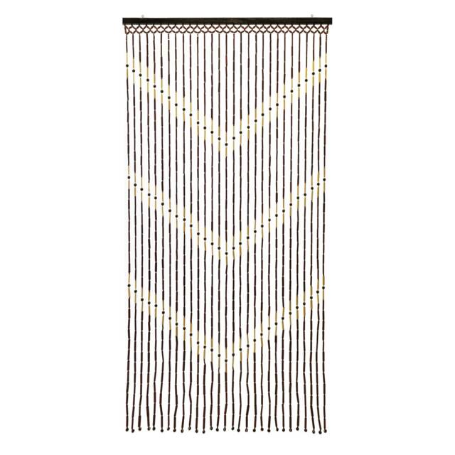 JVL Provence Hanging Wooden Beaded Door Curtain, Chevron White