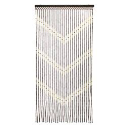 JVL Provence Hanging Wooden Beaded Door Curtain, Chevron White