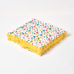 Homescapes Cotton Multi Coloured Polka Dot Floor Cushion - 50 x 50 cm Multi Multi Colour 50 x 50 cm