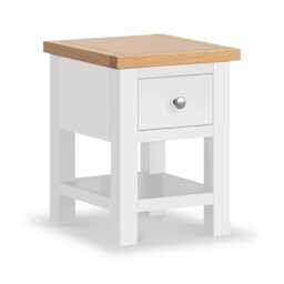 Farro White 36cm Lamp Side Table with Drawer - Fully Assembled By Roseland Furniture
