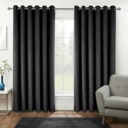 Homescapes Thermal Blackout Grey Velvet Curtains - 46 x 54 Inches Grey Grey
