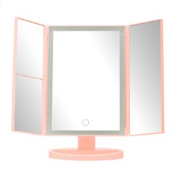 Orsina Portable Tri Fold Pink Table Mirror, TriFold Design Table Mirror, Versatile Small Table Mirror For Dressing