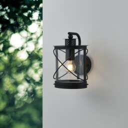EGLO Hilburn Black Lantern-style Steel & Plastic Outdoor Wall Light Black