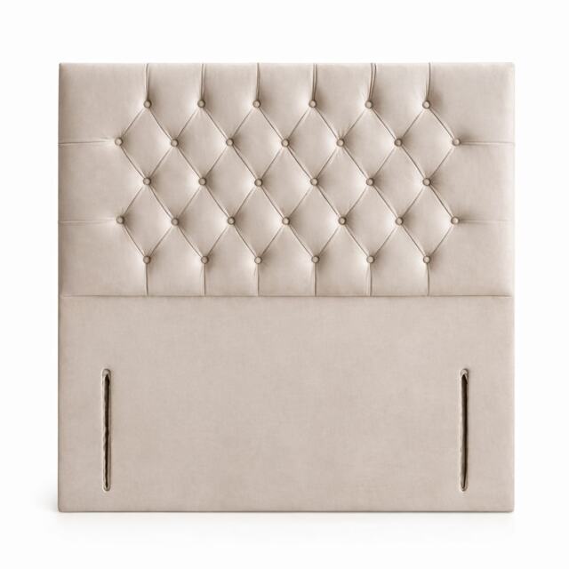 Floorstanding Headboard Cream Plush Chesterfield 4FT Small Double 54inch High