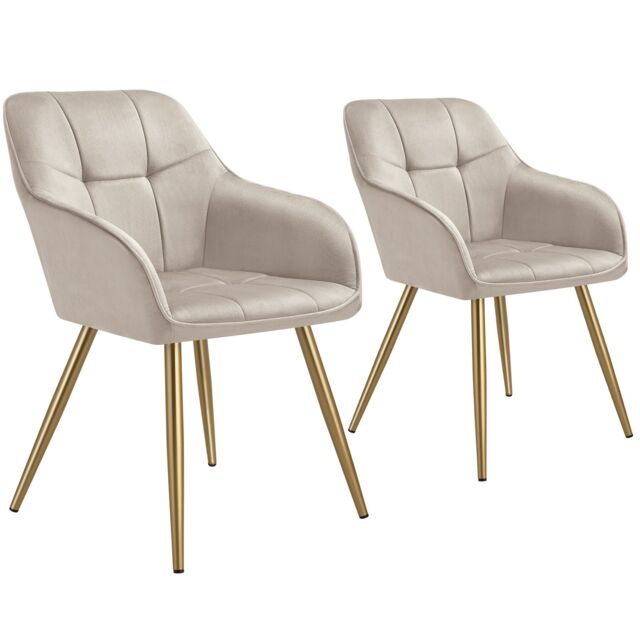 Chair Marilyn - quilted velvet look, continuous backrest, golden steel legs Grey taupe/gold One Size 2