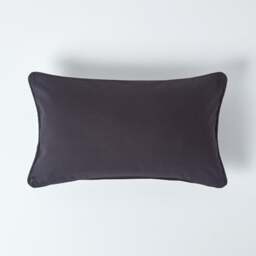 Homescapes Cotton Plain Black Rectangular Cushion Cover - 30 x 50 cm Black Black 30 x 50 cm