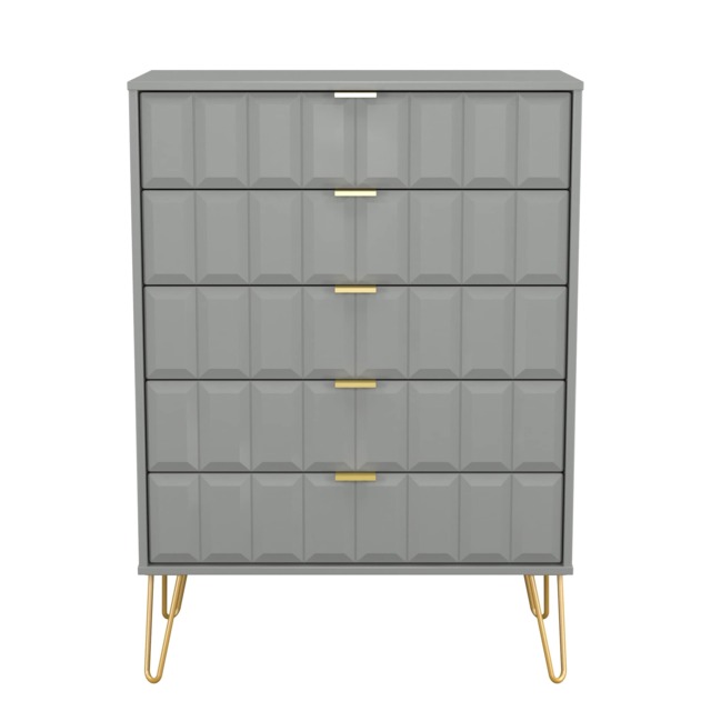 Metro 5 Drawer Chest of Drawers in Dusk Grey (Ready Assembled) Grey Dusk Grey
