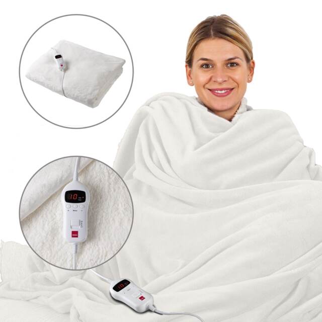 Sensio Home Luxury Heated Throw Electric Blanket, Flannel Fleece, 10 Heat Settings & Timer Digital Remote