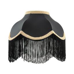 Victorian Designed Empire Lampshade in Black Faux Silk with Gold Trims Black Black 1