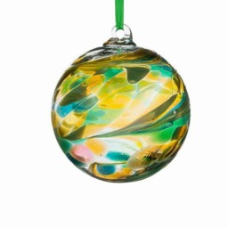 Sienna Glass Hanging Ornament 10cm Friendship Ball - Peridot