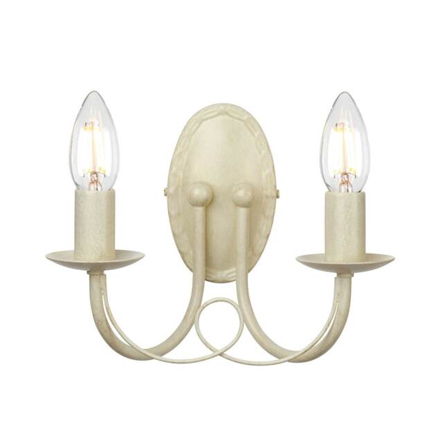 Minster 2 Light Indoor Candle Wall Light Gold, Ivory, E14