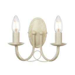 Minster 2 Light Indoor Candle Wall Light Gold, Ivory, E14