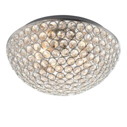 Chryla 3 Light Bathroom Flush Ceiling Light Chrome, Clear Crystal Detail IP44, G9