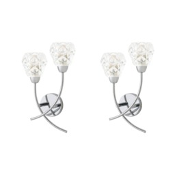 ValueLights Astley Pair Chrome 2 Way Wall Lights Crystal Effect Shades Chrome