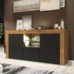 TV Unit TV Stand Sideboard Media Cabinet Storage Cabinet Oak Black Matt LED 145cm