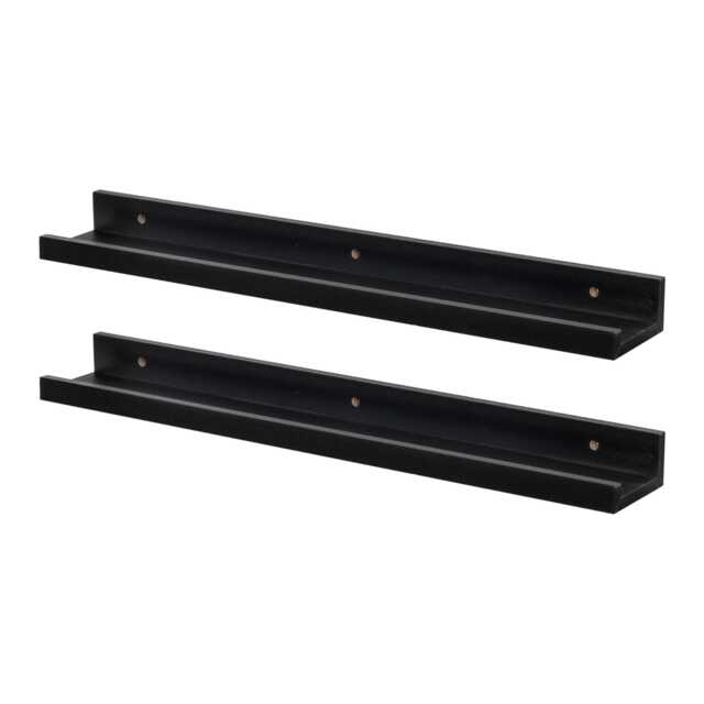 Harbour Housewares Floating Picture Ledge Shelves - 57cm - Black - Pack of 2