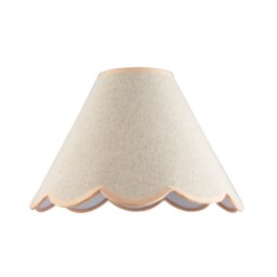 Scallop Edge Natural Textured Linen Coolie Lamp Shade with Pink Trims Pink Pink 1