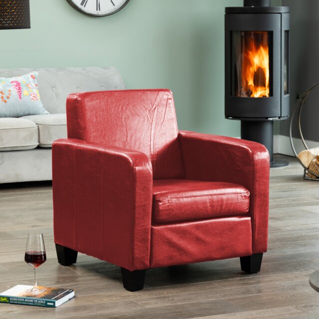 Bethel Faux Leather Armchair - Red