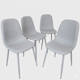 Dining Chairs Set Of 4 Faux Leather Padded Gem Grey Kitchen Dining Room