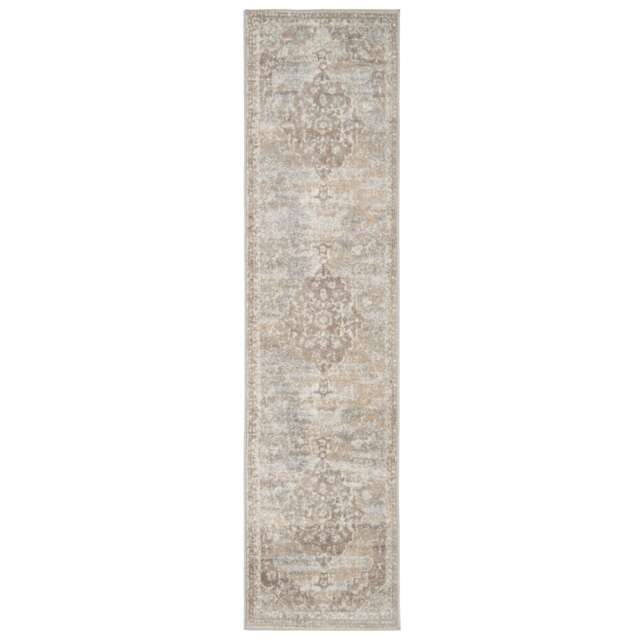 KUKOON Beige Traditional Medallion Bordered Runner Rug 60cm x 240cm Cream