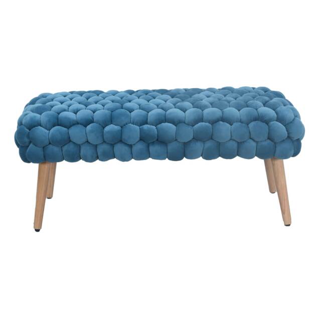 Cushla Bubbly Velvet Large Footstool - Blue
