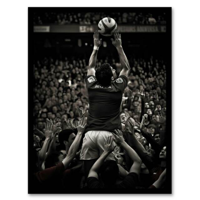 Rugby Lineout Catch Action Photo White Sport Black Framed Wall Art Print A4