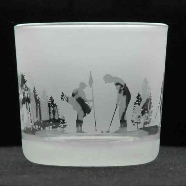 Animo Glass Engraved Votive Tealight Holder Golf