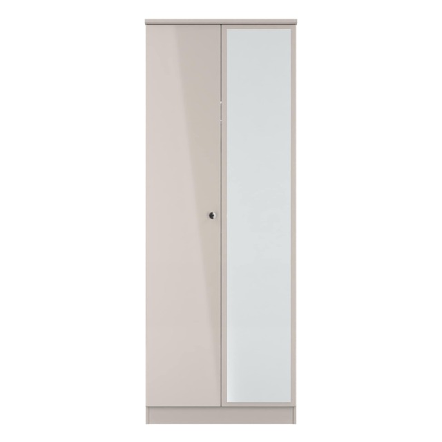 Broadway Tall Double Mirrored Wardrobe in Kashmir Gloss (Ready Assembled) Cream Kashmir Gloss