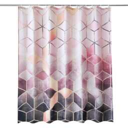 Marble Pink & Grey Polyester Shower Curtain with 12 Hooks - 180x200cm