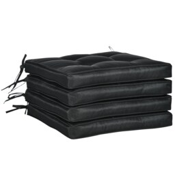 Outsunny 42 x 42cm Replacement Garden Seat Cushion Pad with Ties, Black Black Black 4