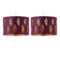 Set of 2 Fern - Burgundy Cut Out 25cm Pendant Lightshades Red Gold Medium 2