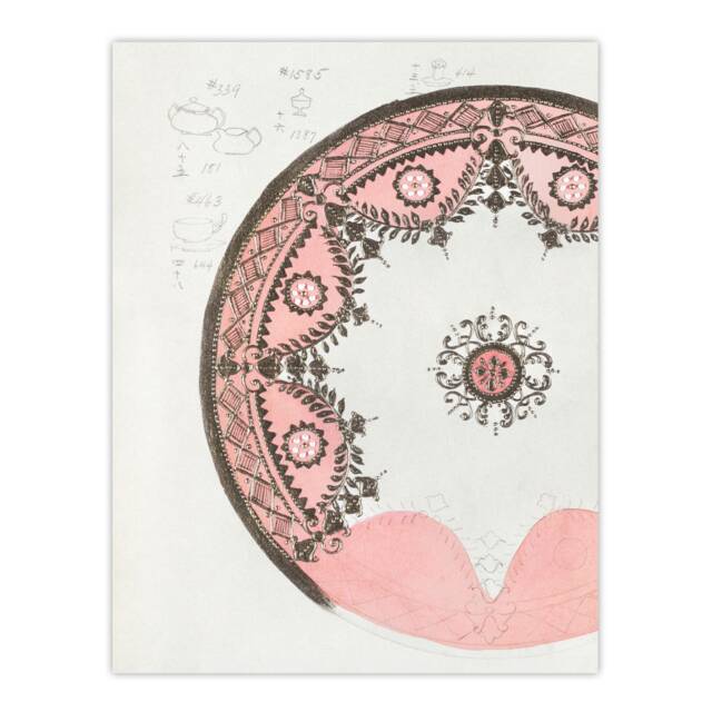 "Vintage Pink Gold Plate Design Vintage Wall Art Print Noritake 24x32"""