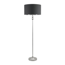 ValueLights Maggie Chrome Candlestick Floor Lamp Charcoal Chrome Shade Grey